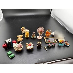 Dollhouse Restoration Miniatures Toys Dog Cat Books Owl Vtg 1980s Baskets Brush